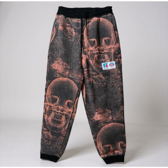 Russell Athletic ASAP Worldwide Skull Print Fleece Jogger Pants Unisex XS - Picture 1 of 11